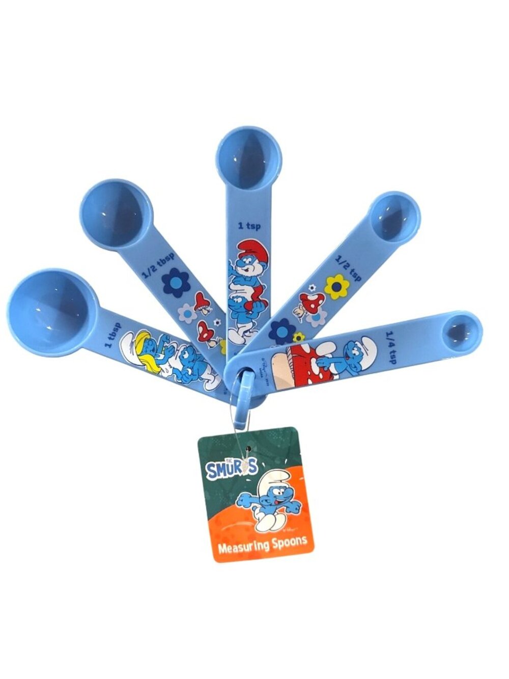 5pc The Smurfs Blue Plastic Measuring Spoons Set Kitchen Tool 1 Tbsp-1/4 Tsp 1b